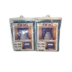 Aberdeen Swag Country Blue Curtains 2 New Old Stock Made in USA Cottagecore 60"
